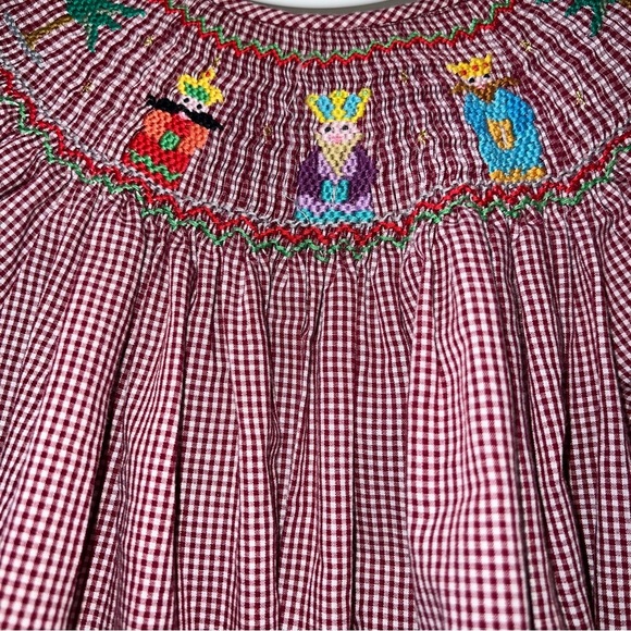 Rosalina collections Three Wise Men Magi Christmas Red Gingham Smocked Dress 2T - Picture 4 of 4